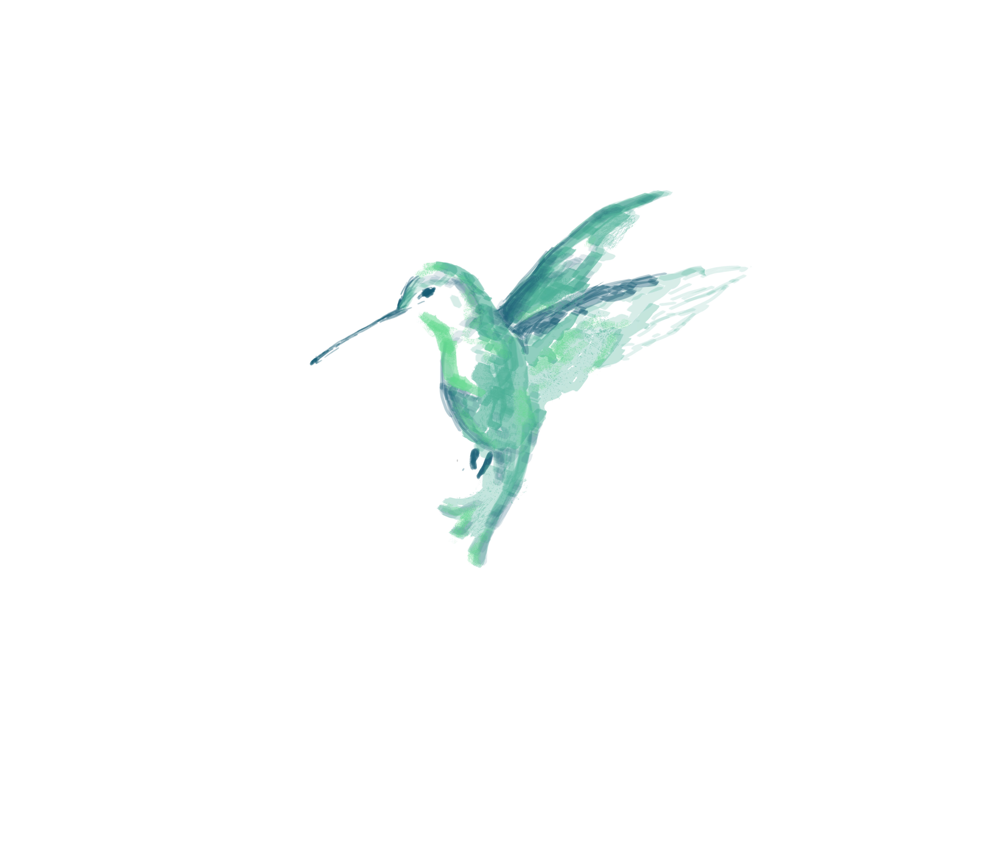 Digitale Zeichnung eines Kolibris im Flug im Aquarell-Stil